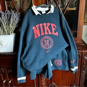 Nike Phoenix Fleece Heritage Navy Blue Sweatshirt & Shorts Matching Set